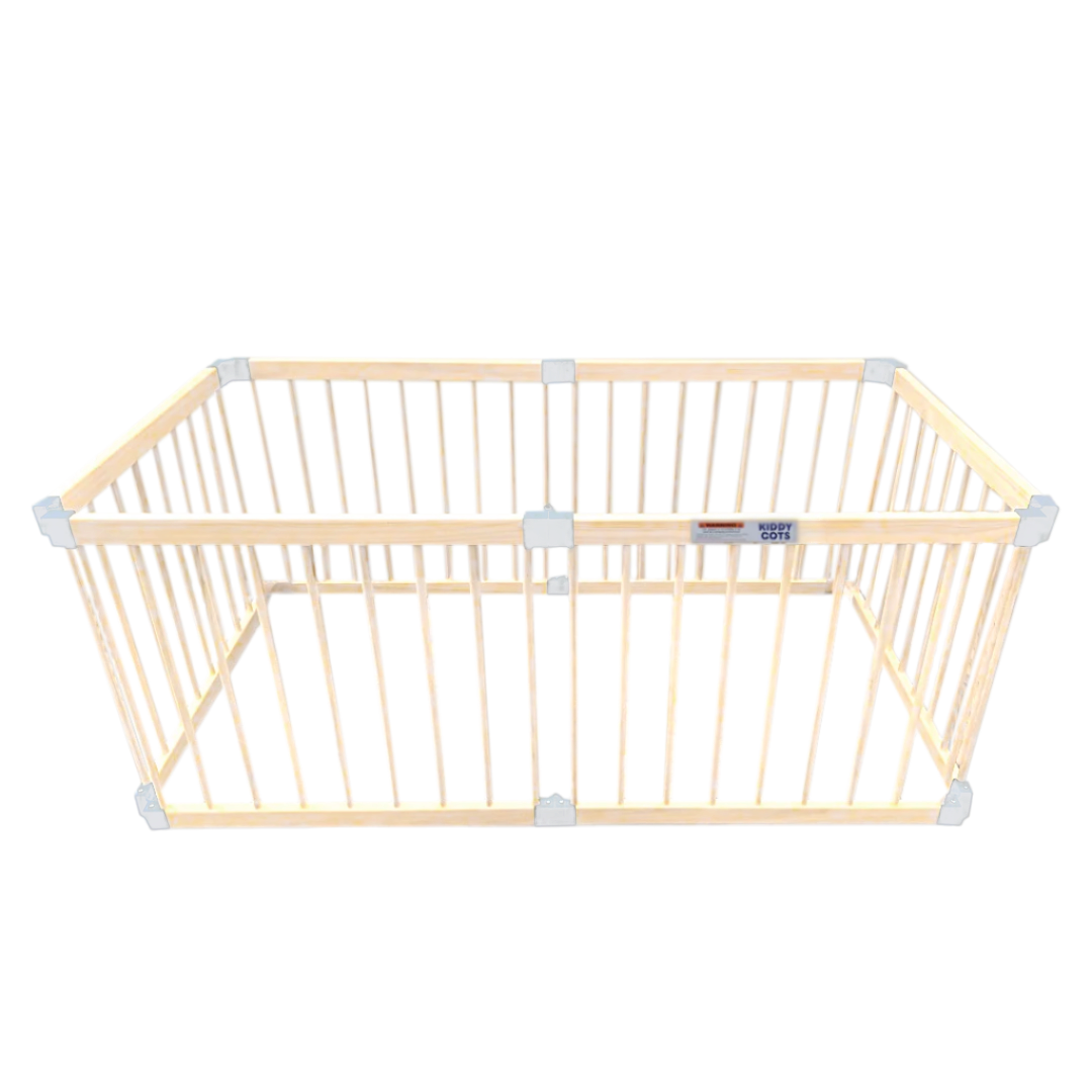 Wooden Baby Playpen - 6 Panel Medium Compact Size - Kiddy Cots