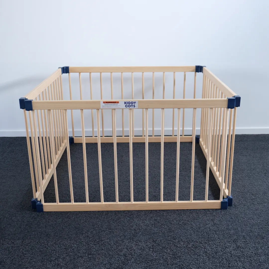 Kiddy Cots Natural Timber 4 Panel Baby Playpen Adjustable Link 100