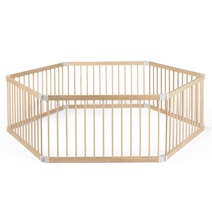 Wooden Baby Playpen - 6 Panel Large Rectangle - Kiddy Cots
